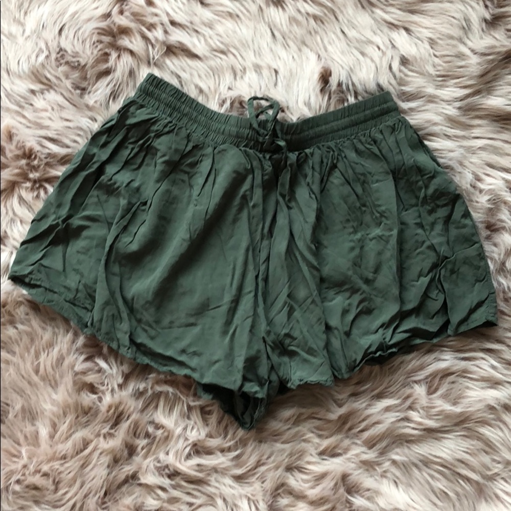 Olive green flowy shorts